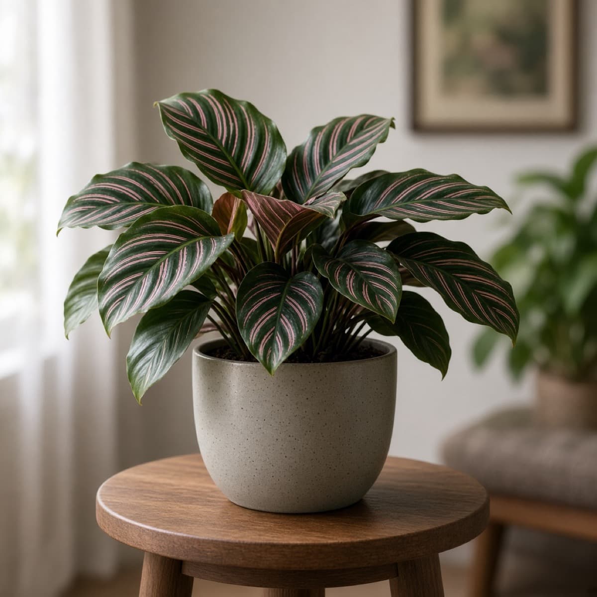 Calathea with pink-pinstripe leaves